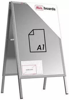 ALLboards Kundenstopper A1 doppelseitig, abschlie&szlig;bar, Aluminiumrahmen silber (OWZ_P_02)