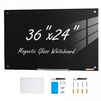 VEVOR Magnetisches Glas-Whiteboard 90x60cm, rahmenlos, schwarz (GB-2436-MB)
