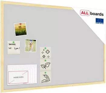 ALLboards Pinnwand Kork Hellgrau Holzrahmen 90x60cm (TKLIGHTG96D)