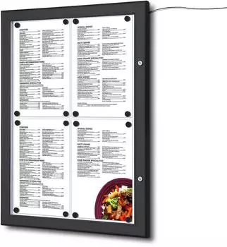 Showdown Displays Outdoor LED Men&uuml;kasten 4x DIN A4, Aluminium/Stahl, schwarz (SCZN4xA4C9005LED)