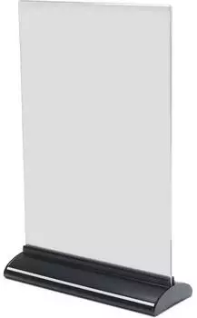 deflect-o Contour Tisch-Prospekthalter A5 hoch, Acryl, transparent/schwarz (58540)