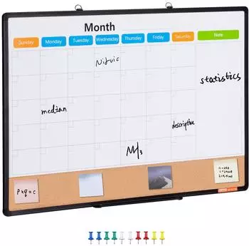 VEVOR Monatskalender Whiteboard & Korkboard Kombi 90x60cm, Aluminiumrahmen, Magnetisch (A210-2436CPW)