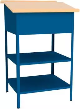 Pavoy Industrie-Stehpult mit Holzplatte, offen, 2 Einlegeb&ouml;den, enzianblau (34340-070-000-510)
