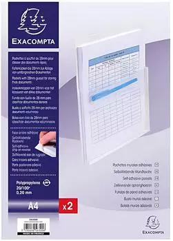 Exacompta Wandprospekthalter DIN A4 selbstklebend PVC 200&micro; transparent, 2er Pack (56300E)