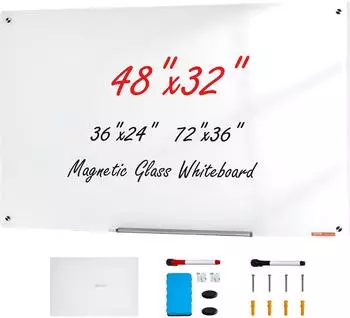VEVOR Glas-Whiteboard magnetisch 120x80cm rahmenlos wei&szlig; (GB-3248-MW)