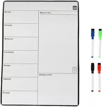 Relaxdays Speiseplan Wochenplaner Magnettafel, Whiteboard abwischbar, 42x30cm