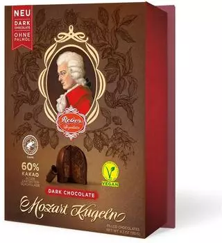 Reber Mozart Kugeln Dark Chocolate Vegan 6er