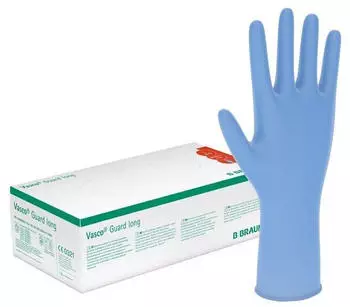 B. Braun Vasco Guard long Nitril Einmalhandschuhe puderfrei blau M 100 Stk.