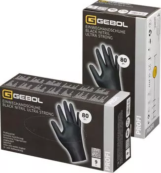 GEBOL Black Nitril Einweghandschuhe Ultra Strong puderfrei L schwarz 80 Stk.