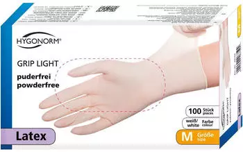 Hygonorm Grip Light 26769 Latex Einweghandschuh S wei&szlig; 100 Stk.
