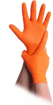 MaiMed Diamond Grip+ Nitril Einmalhandschuhe puderfrei orange L 50 Stk.