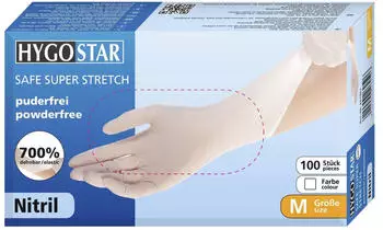 Mensch Safe Super Stretch Nitril Einmalhandschuhe puderfrei weiß M 100 Stk.