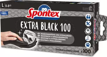 Spontex Vinyl Einmalhandschuhe ungepudert latexfrei schwarz L 100 Stk.