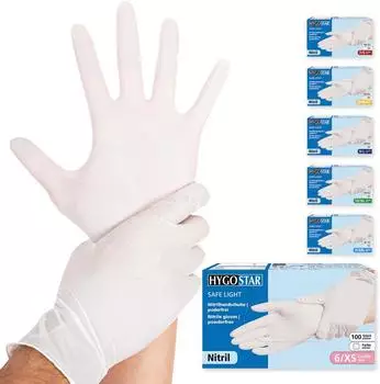 Mensch Safe Light Nitrilhandschuhe puderfrei weiß (27079)