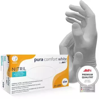 Ampri Nitrilhandschuhe puderfrei weiß (120-020-M)