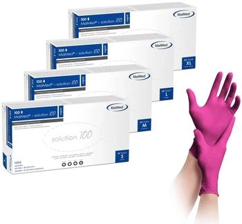MaiMed Solution 100 Nitrilhandschuhe magenta puderfrei (76565)