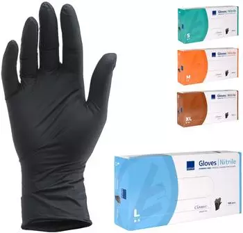 Abena Classic Nitril Einweghandschuhe schwarz puderfrei 100 Stück (290484)