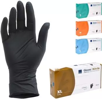 Abena Nitrilhandschuhe Classic Sensitive schwarz puderfrei 100 Stück (290485)
