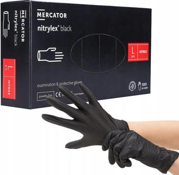 Mercator Medical Nitrylex Classic Einweg-Nitrilhandschuhe schwarz puderfrei 100 Stück (MM,21818)
