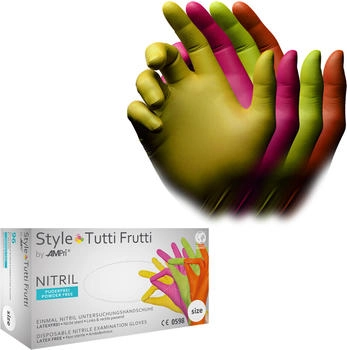AMPri Nitrilhandschuhe bunt Farbenmix Größe XL puderfrei Style tutti frutti by Med-Comfort