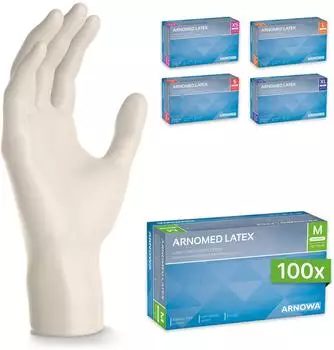 Arnowa Latexhandschuhe weiß puderfrei Größe M 100 Stück