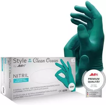 AMPri Nitrilhandschuhe grün Größe L puderfrei Style CLEAN OCEAN by Med-Comfort