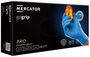 Mercator Medical Nitrilhandschuhe puderfrei latexfrei 2-3x dicker Diamanttextur MERCATOR Ideall GRIP+ und GoGrip Größe:S 50 Stück Farbe:GoGrip Blau