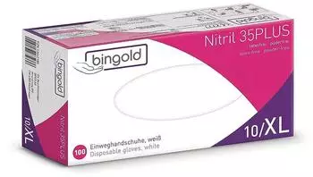 Bingold BINGOLD Nitril 35PLUS Einweghandschuhe Weiß Puderfrei 100 Stück : XL