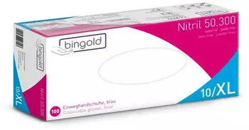 Bingold BINGOLD Nitril 50.300 Einweghandschuhe Blau puderfrei 100 Stück : XL