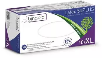 Bingold BINGOLD Latex 50PLUS Einmalhandschuhe Weiß extra stark : XL