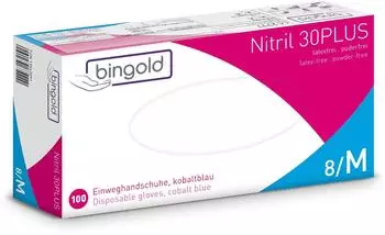 Bingold BINGOLD Nitril 30PLUS Einweghandschuhe Kobaltblau puderfrei 100 St&uuml;ck : M