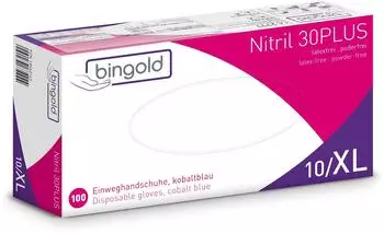 Bingold BINGOLD Nitril 30PLUS Einweghandschuhe Kobaltblau puderfrei 100 St&uuml;ck : XL