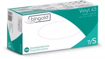 Bingold Einweghandschuh Vinyl 45 604650 S transparent 100 Stück Packung mit 10 Stück