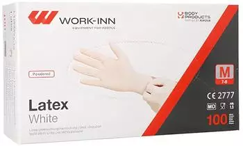 Work-Inn 1000 " " Handschuhe Latex gepudert "White" weiss natur Größe M