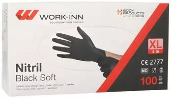 Work-Inn 10x 100 " " Handschuhe Nitril puderfrei "Black Soft" schwarz Größe XL Faltschachtel (100 Stück)