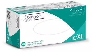 Bingold Einweghandschuh Vinyl 45 604653 XL transparent 100 Stück Packung mit 10 Stück