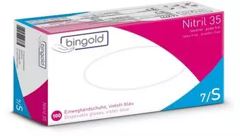 Bingold Einweghandschuh Nitril 35 602100 S violett 100 Stück Packung mit 10 Stück