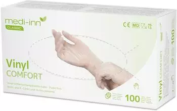 Papstar Medi-Inn Vinyl Comfort Einmalhandschuhe transparent puderfrei M / 100 Stück