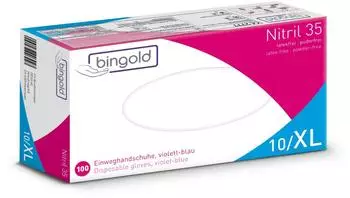 Bingold Einweghandschuh Nitril 35 602103 XL violett 100 Stück Packung mit 10 Stück