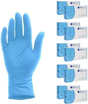 Abena 10x Nitril-Handschuhe Classic Puderfrei Blau Gr. L Packung (100 St&uuml;ck)