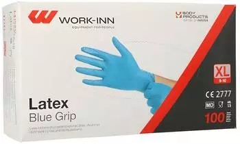 Work-Inn 1.000 Handschuhe Latex puderfrei blau "Blue Grip" Größe XL