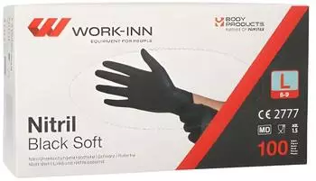 Work-Inn 100 " " Handschuhe. Nitril puderfrei "Black Soft" schwarz Größe L