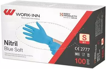 Work-Inn 10x 100 " " Handschuhe Nitril puderfrei "Blue Soft" blau Größe S Faltschachtel (100 Stück)
