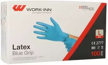 Work-Inn 100 " " Handschuhe. Latex puderfrei blau "Blue Grip" Größe L