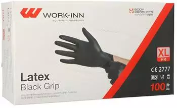 Work-Inn Latex Black Grip Einmalhandschuhe schwarz puderfrei (XL 10 x 100 Stück = 1000 Stück)