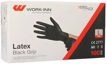 Work-Inn Latex Black Grip Einmalhandschuhe schwarz puderfrei (L 10 x 100 Stück = 1000 Stück)