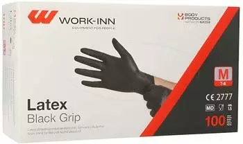 Work-Inn Latex Black Grip Einmalhandschuhe schwarz puderfrei (M 10 x 100 Stück = 1000 Stück)