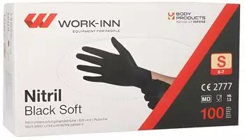 Work-Inn 100 " " Handschuhe. Nitril puderfrei "Black Soft" schwarz Größe S