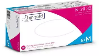 Bingold Einweghandschuh Nitril 35 602101 M violett 100 Stück Packung mit 10 Stück