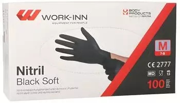 Work-Inn 100 " " Handschuhe. Nitril puderfrei "Black Soft" schwarz Größe M